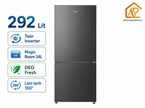 Tủ lạnh Aqua Inverter 292 lít AQR-B350MA(GM)