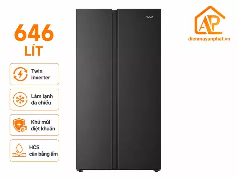 Tủ lạnh Aqua Inverter 646 lít Side By Side AQR-S682XA(BL)