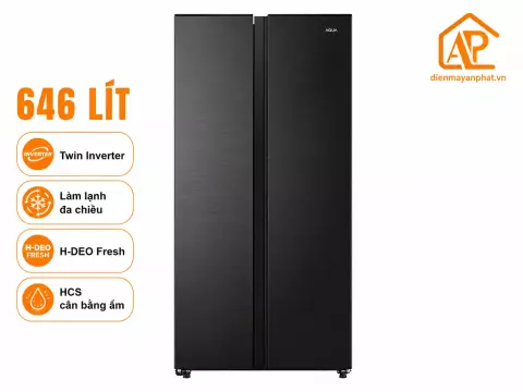 Tủ lạnh Aqua Inverter 646 lít Side By Side AQR-S682XA(SLB)