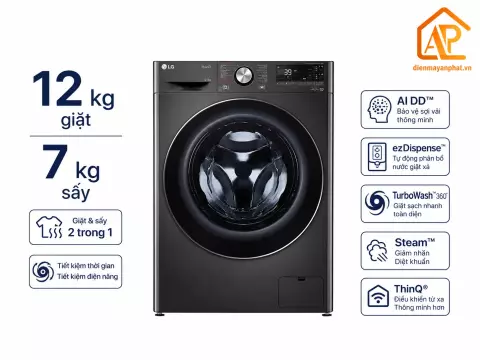 Máy giặt sấy LG Inverter giặt 12 kg - sấy 7 kg FV1412H3BA