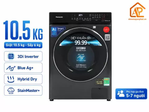 Máy giặt sấy Panasonic Inverter giặt 10.5 kg - sấy 6 kg NA-S056FR1BV