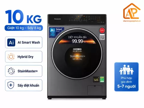 Máy giặt sấy Panasonic Inverter giặt 10 kg - sấy 6 kg NA-S106FC1LV