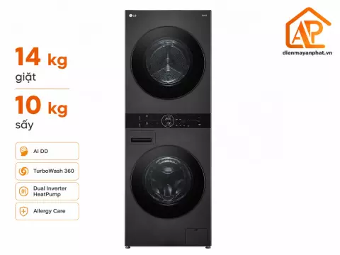 Tháp giặt sấy LG WashTower Inverter giặt 14 kg - sấy 10 kg WT1410NHB