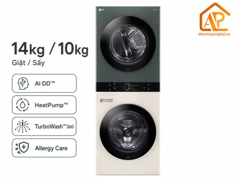 Tháp giặt sấy LG WashTower Inverter giặt 14 kg - sấy 10 kg WT1410NHEG