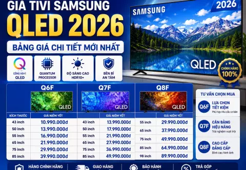 Giá Tivi Samsung QLED 2026: bảng giá chi tiết Q6F, Q7F, Q8F mới nhất
