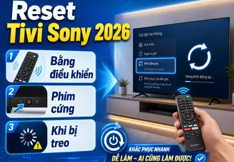 Cách reset Tivi Sony 2026: bằng điều khiển, phím cứng và khi bị treo