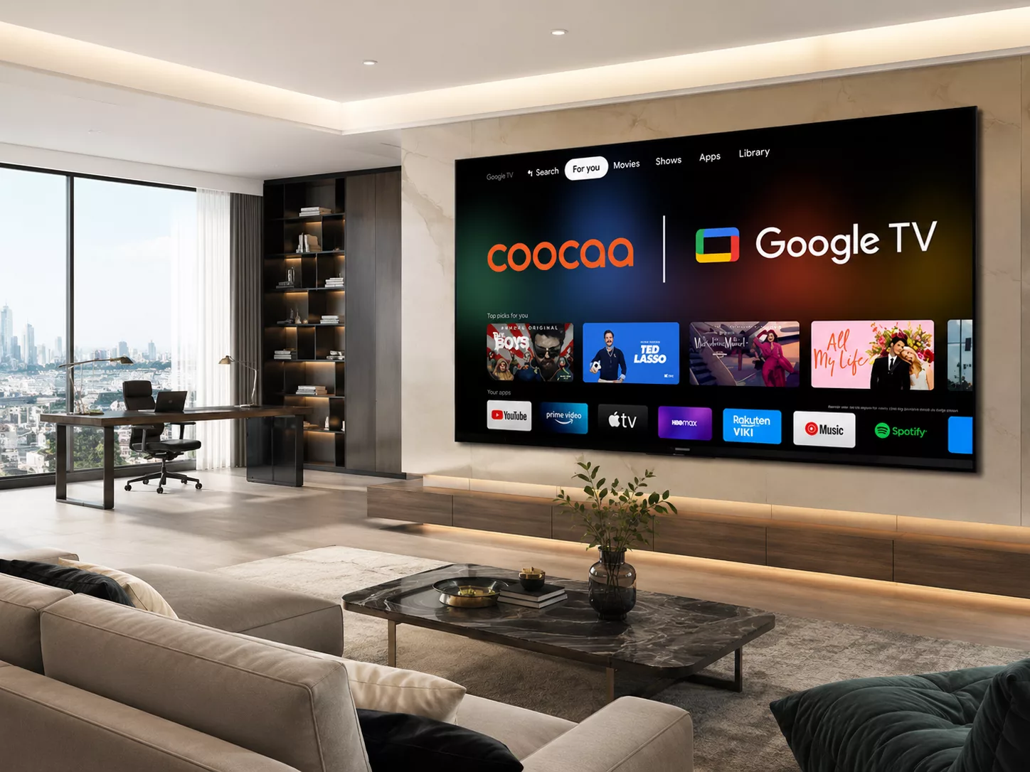 Tivi Coocaa 100 inch LED QLED Mini LED 4K UHD h&igrave;nh ảnh sắc n&eacute;t