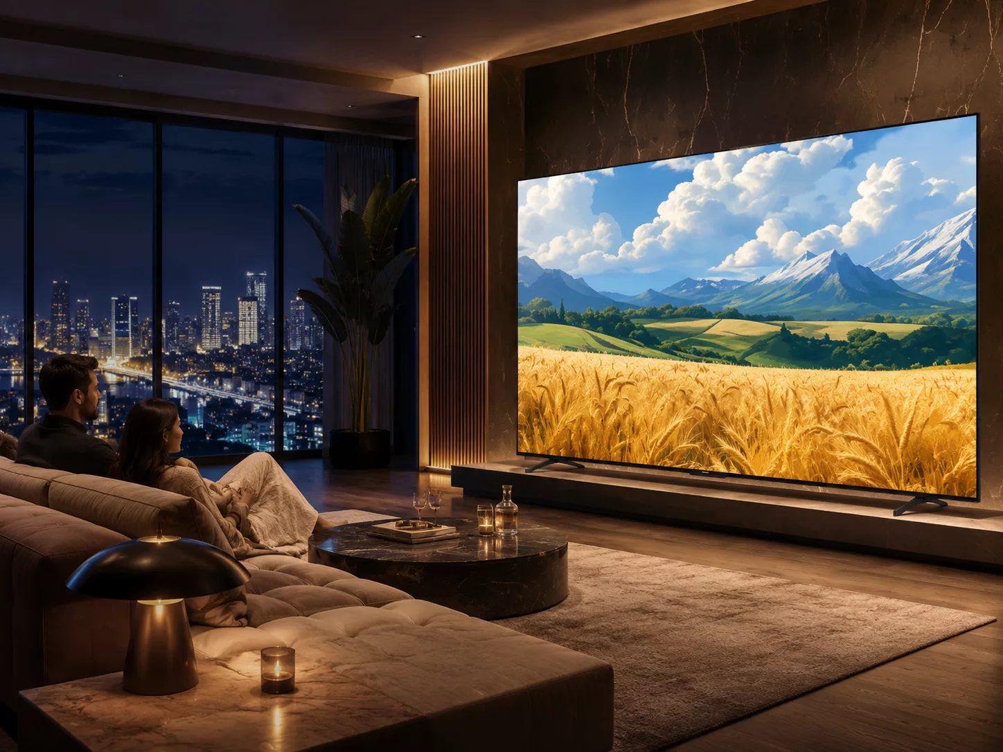 Tivi Coocaa 100 inch ph&ugrave; hợp biệt thự ph&ograve;ng giải tr&iacute; nh&agrave; phố cao cấp