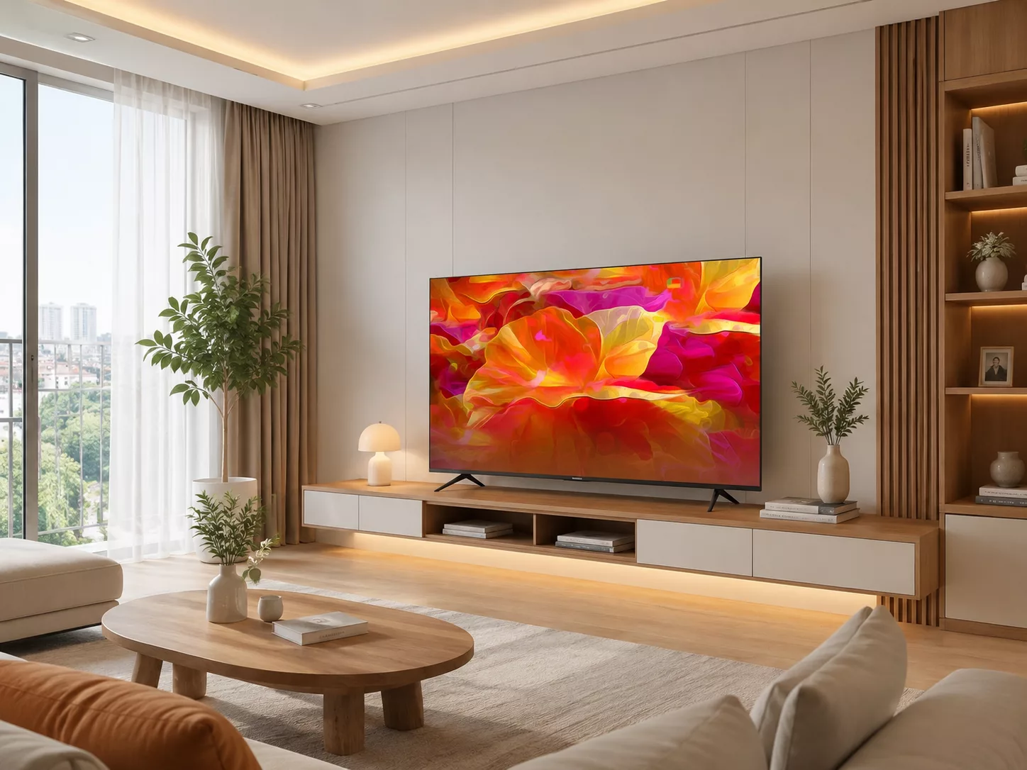Khoảng c&aacute;ch xem Tivi Coocaa 50 inch ph&ugrave; hợp diện t&iacute;ch ph&ograve;ng