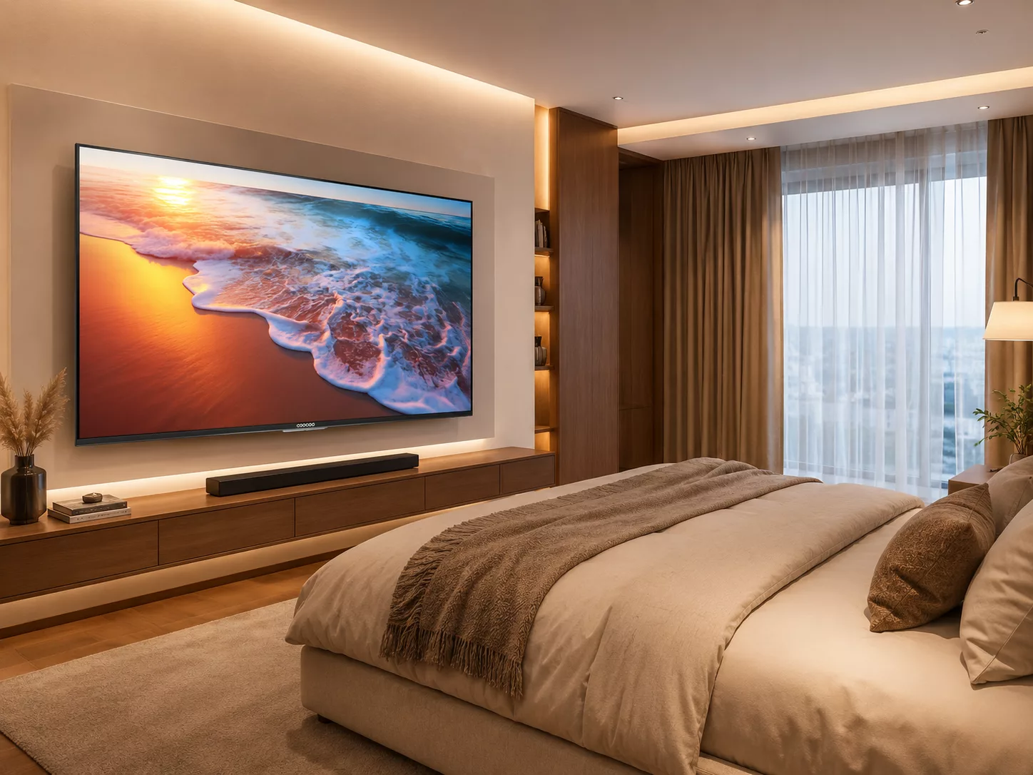 Tivi Coocaa 65 inch phòng khách rộng căn hộ chung cư nhà phố