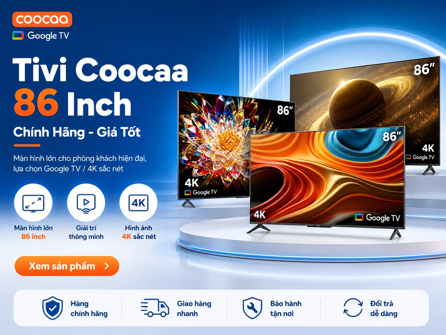 Tivi Coocaa 86 inch chính hãng cho phòng khách rộng