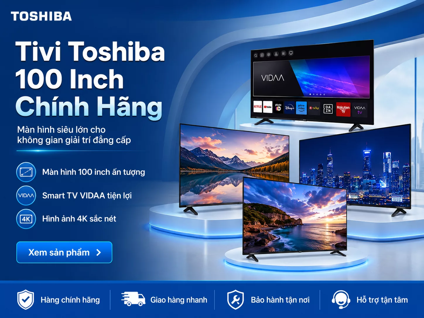 Tivi Toshiba 100 inch chính hãng cho phòng khách siêu rộng