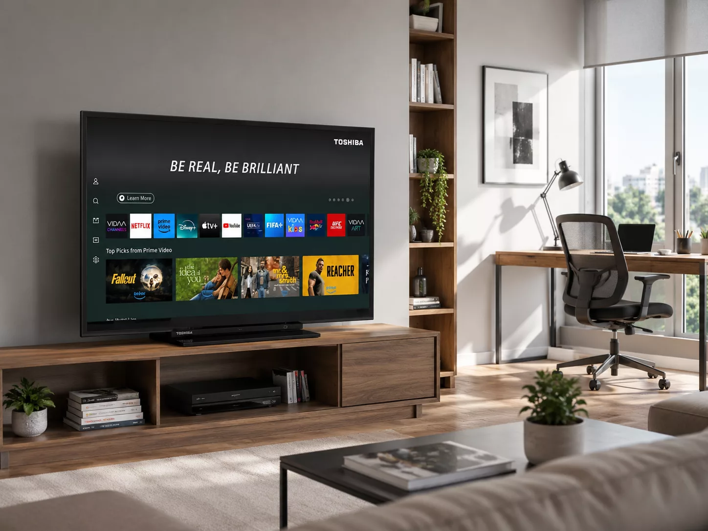 Tivi Toshiba 55 inch ph&ugrave; hợp căn hộ chung cư ph&ograve;ng kh&aacute;ch ph&ograve;ng ngủ lớn