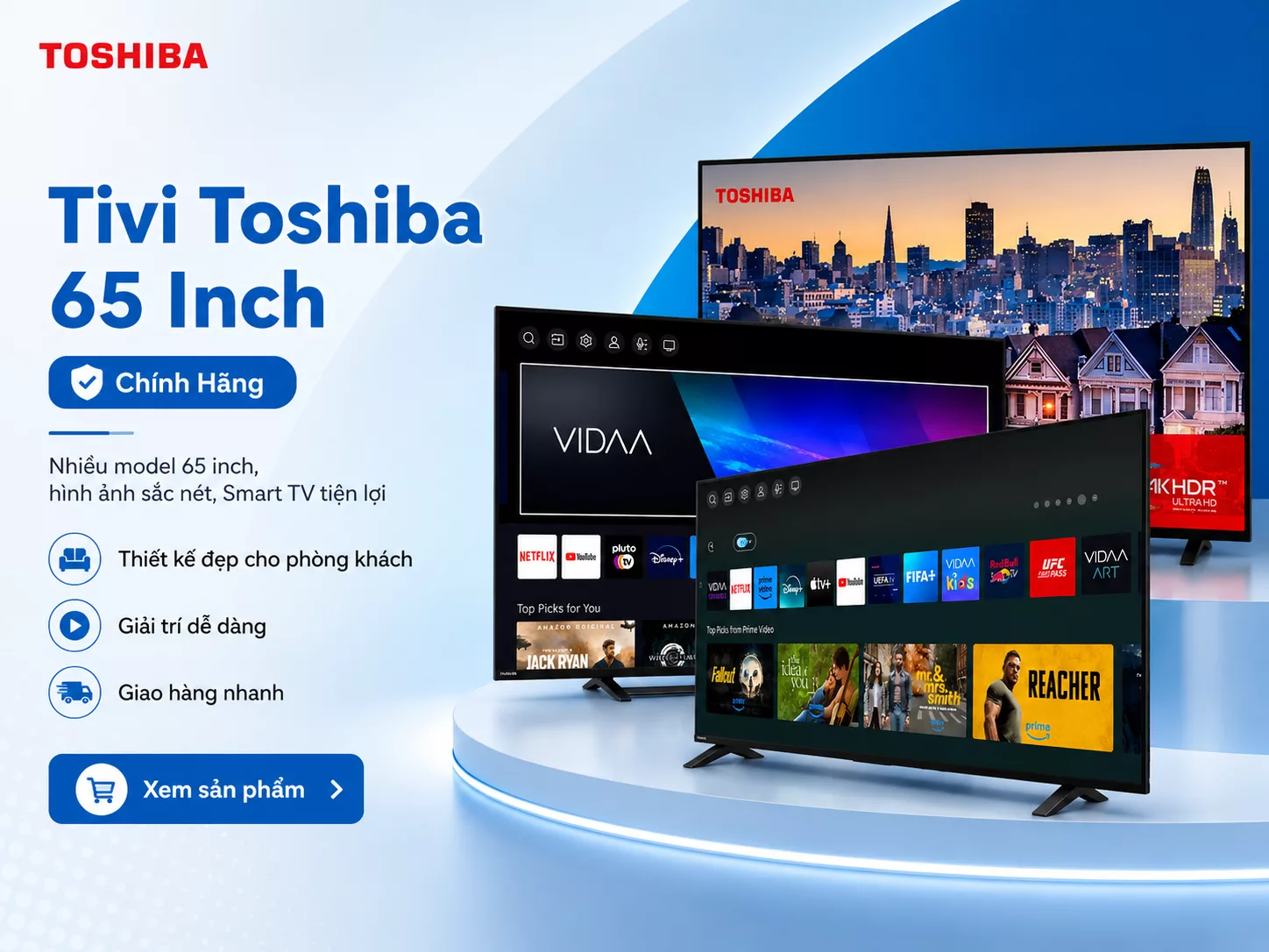 Tivi Toshiba 65 inch ch&iacute;nh h&atilde;ng cho ph&ograve;ng kh&aacute;ch rộng