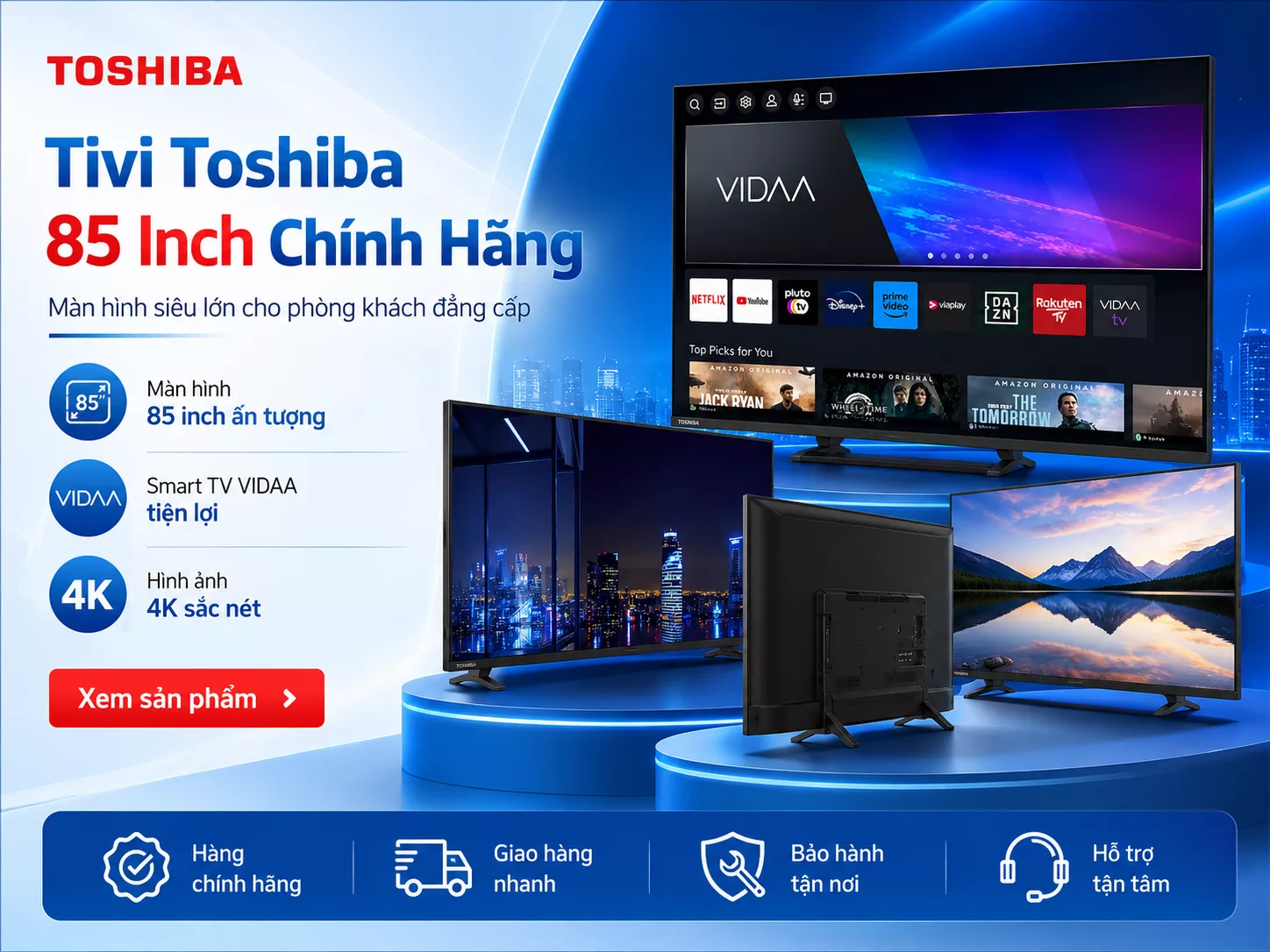 Tivi Toshiba 85 inch chính hãng cho phòng khách rộng