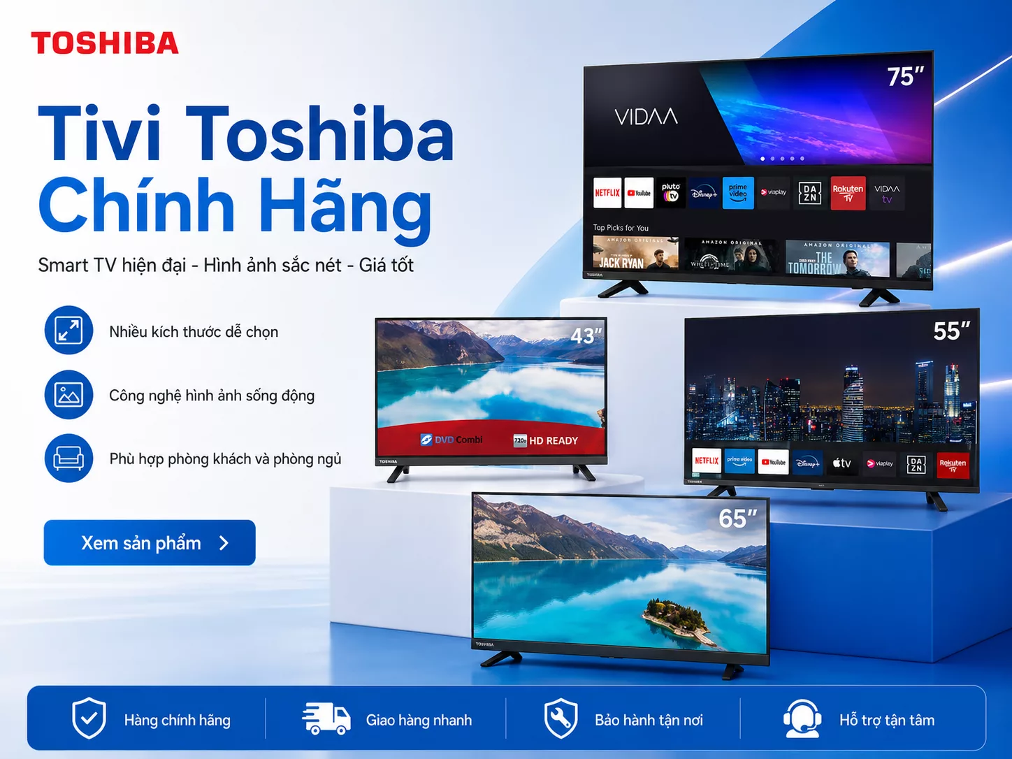 Tivi Toshiba ch&iacute;nh h&atilde;ng Smart TV Google TV gi&aacute; tốt