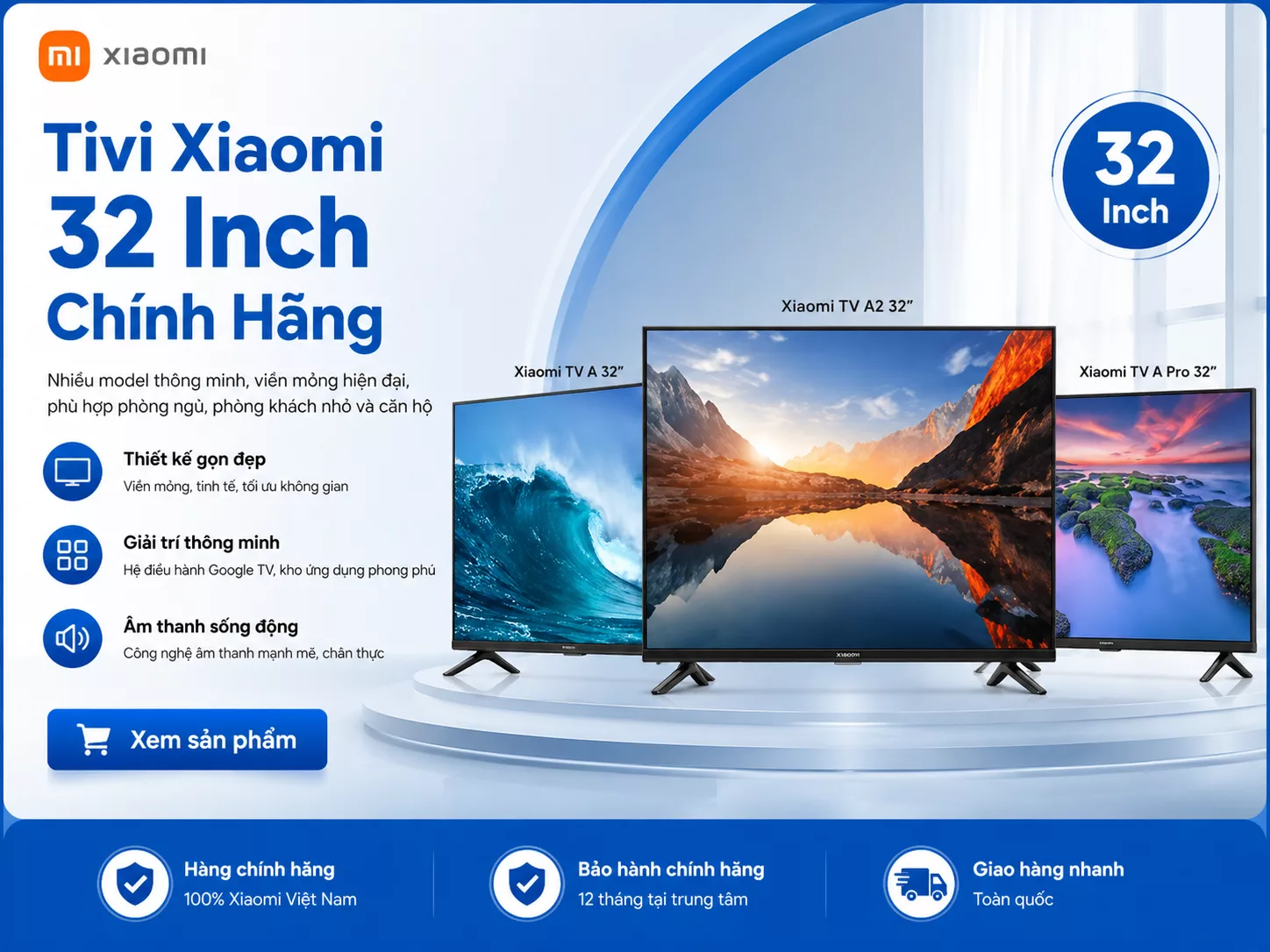 Tivi Xiaomi 32 inch ch&iacute;nh h&atilde;ng cho ph&ograve;ng ngủ nhỏ