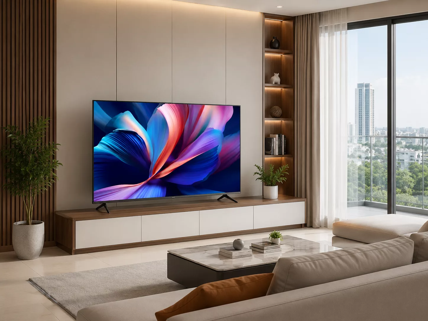 Tivi Xiaomi 55 inch ph&ugrave; hợp căn hộ chung cư ph&ograve;ng kh&aacute;ch ph&ograve;ng ngủ lớn