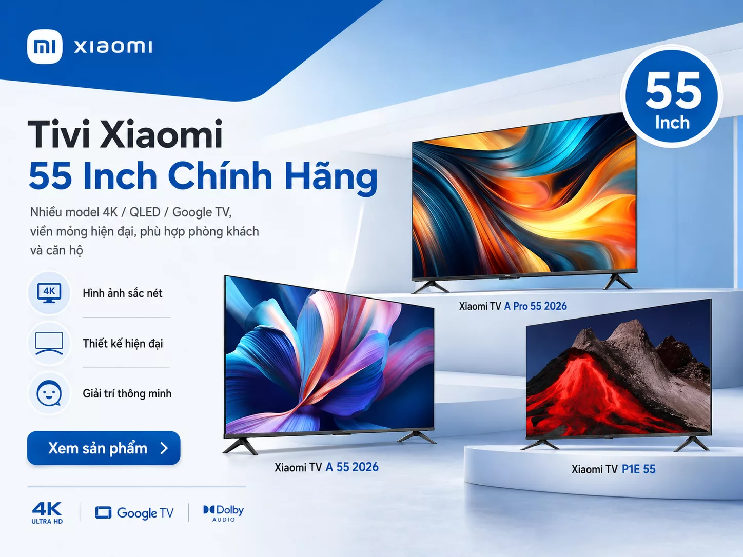 Tivi Xiaomi 55 inch ch&iacute;nh h&atilde;ng cho ph&ograve;ng kh&aacute;ch