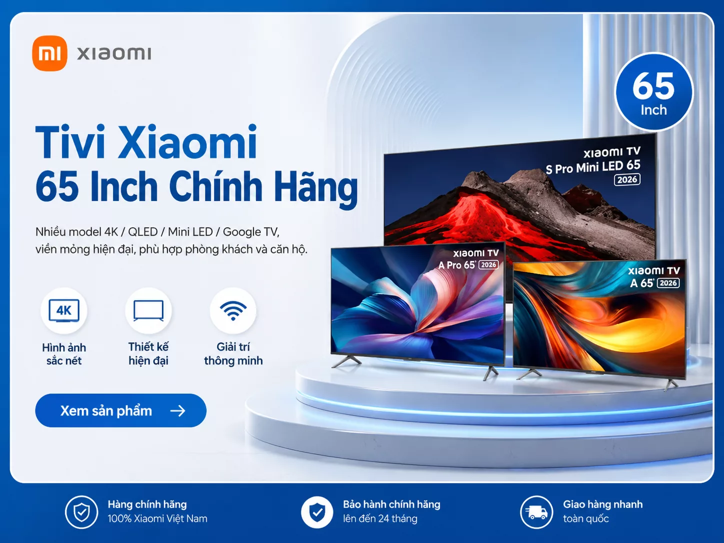 Tivi Xiaomi 65 inch chính hãng cho phòng khách rộng