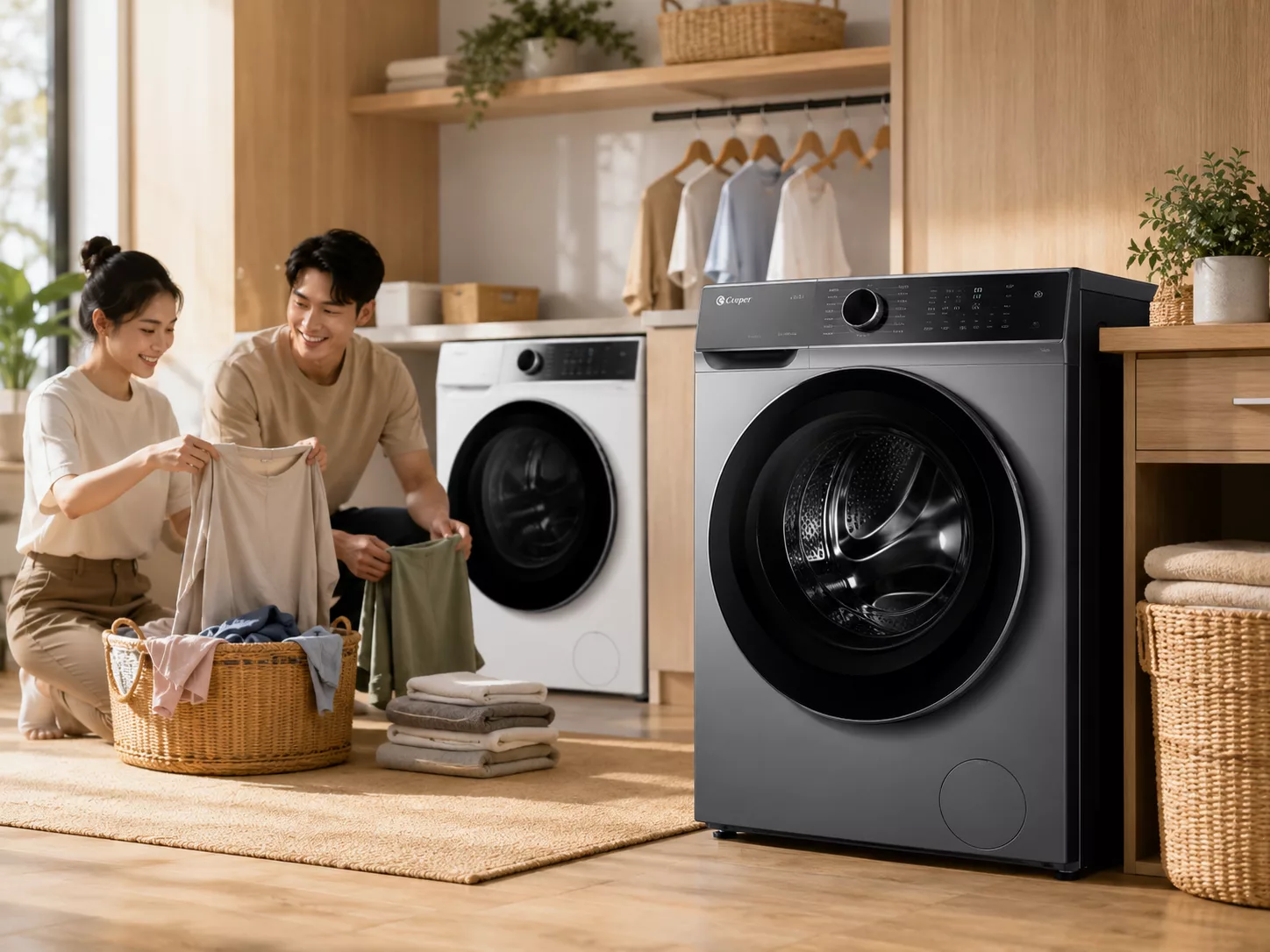 Máy giặt Casper lồng ngang Inverter BLDC giặt hơi nước giặt nước nóng diệt khuẩn
