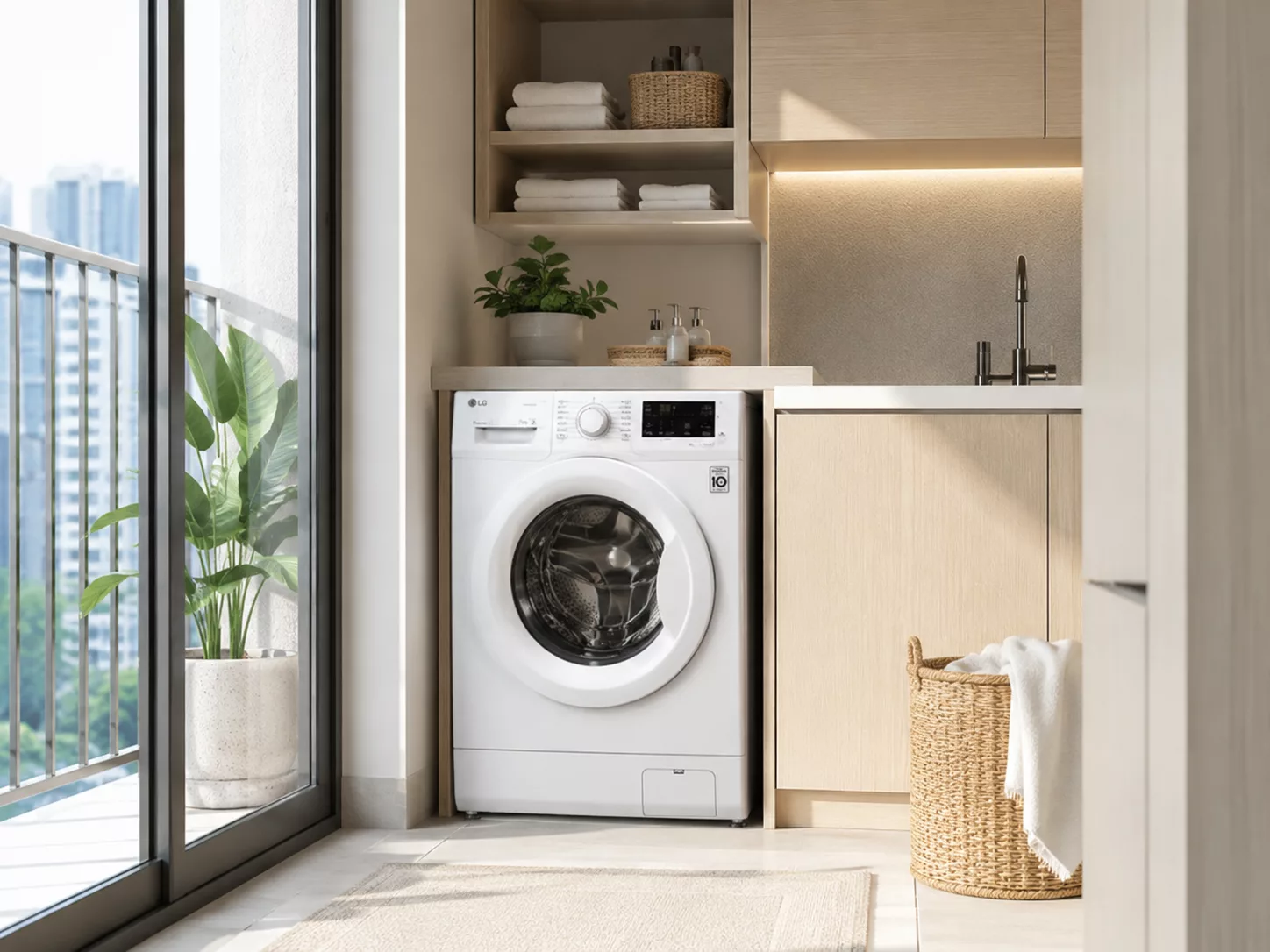 M&aacute;y giặt LG lồng ngang cửa trước cho chung cư nh&agrave; phố gia đ&igrave;nh