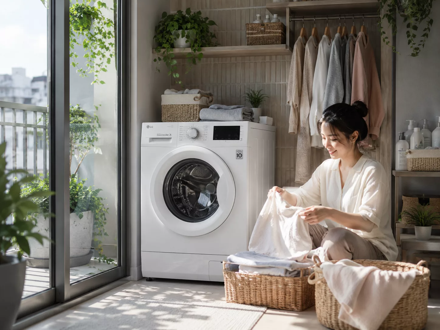 M&aacute;y giặt LG lồng ngang cửa trước cho chung cư nh&agrave; phố gia đ&igrave;nh