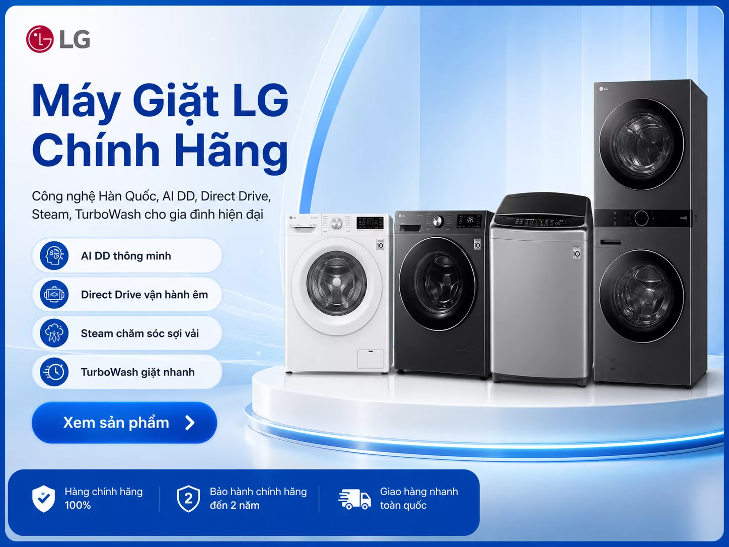 Máy Giặt LG chính hãng giá tốt nhiều kiểu dáng khối lượng giặt