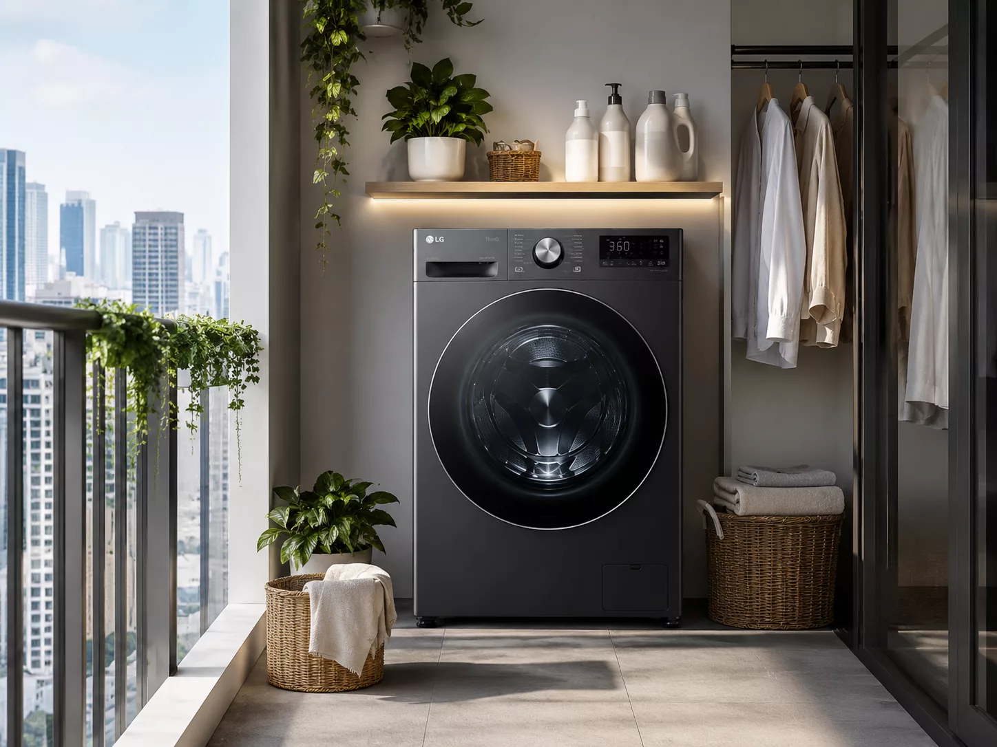 M&aacute;y giặt sấy LG AI DD Direct Drive Steam TurboWash ThinQ sấy giảm nhăn