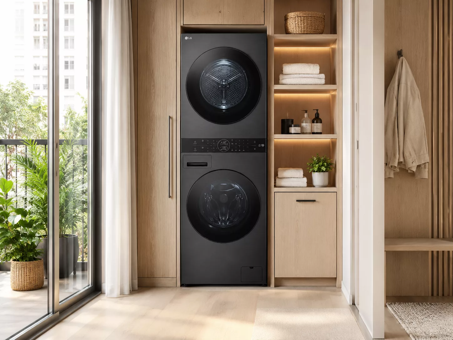 Th&aacute;p giặt sấy LG WashTower cho chung cư nh&agrave; &iacute;t chỗ phơi