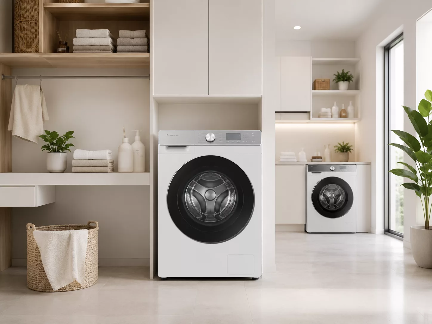 M&aacute;y giặt sấy Samsung đặt trong căn hộ chung cư cần khoảng mở cửa trước