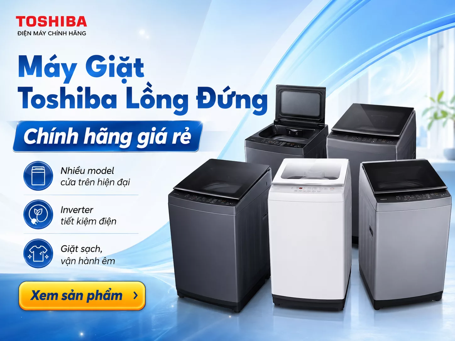 M&aacute;y giặt Toshiba lồng đứng ch&iacute;nh h&atilde;ng gi&aacute; rẻ tại Điện M&aacute;y An Ph&aacute;t