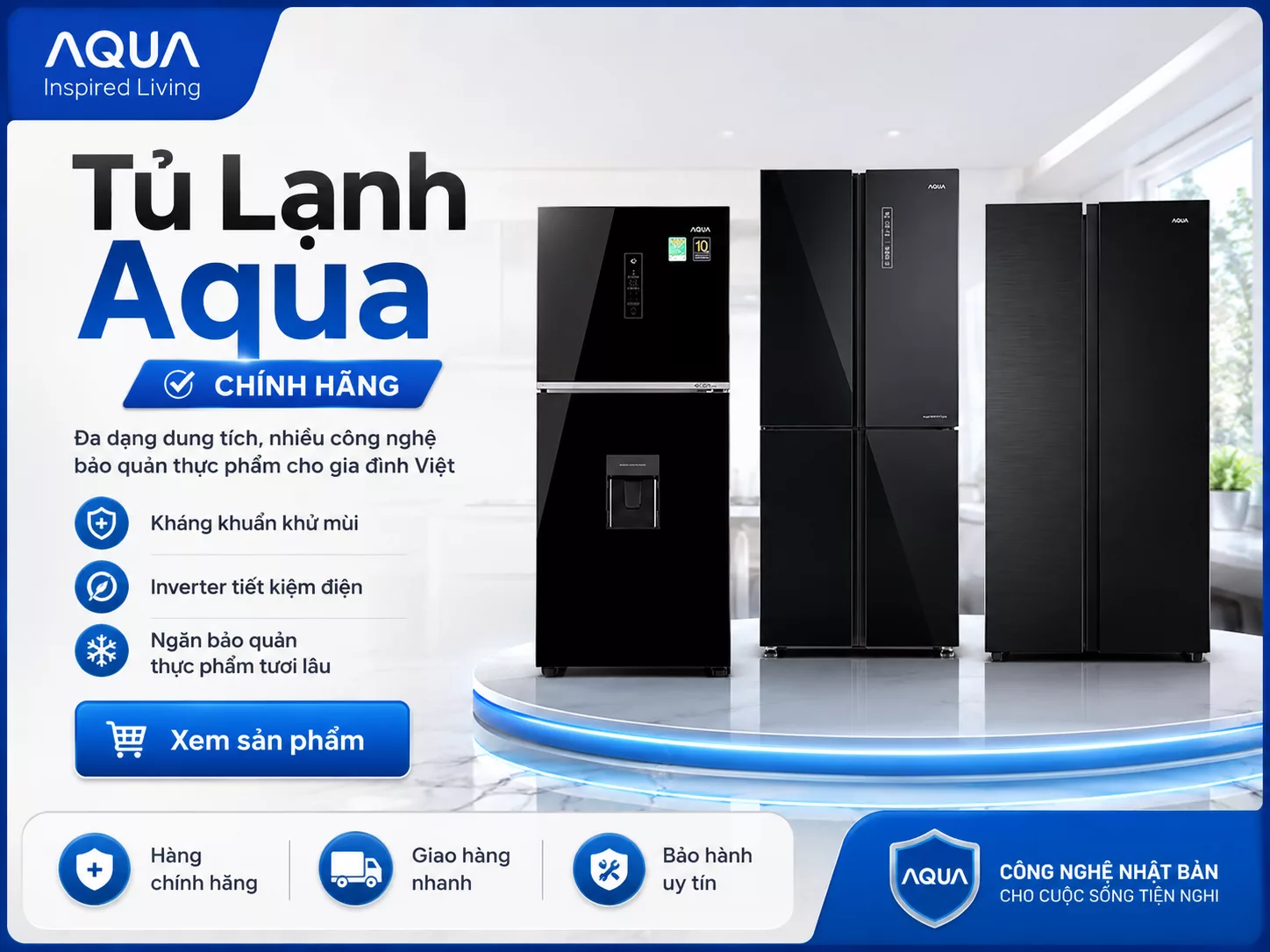 Tủ Lạnh Aqua ch&iacute;nh h&atilde;ng gi&aacute; tốt nhiều dung t&iacute;ch kiểu d&aacute;ng