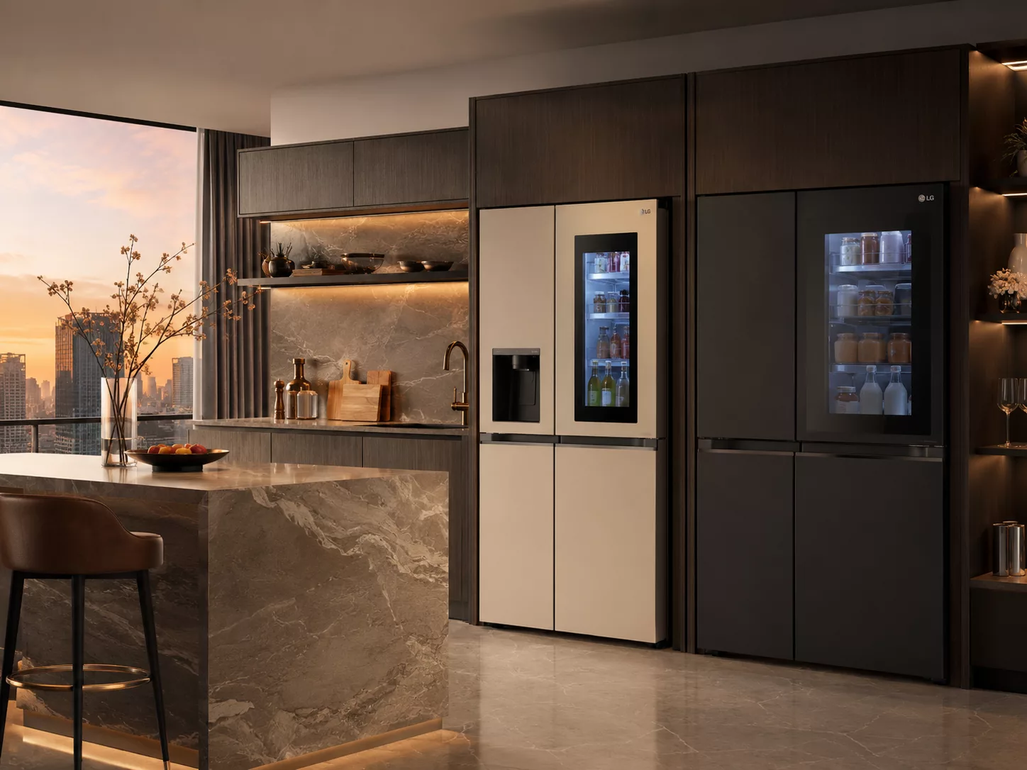 Tủ lạnh LG InstaView mặt k&iacute;nh g&otilde; cửa nh&igrave;n b&ecirc;n trong