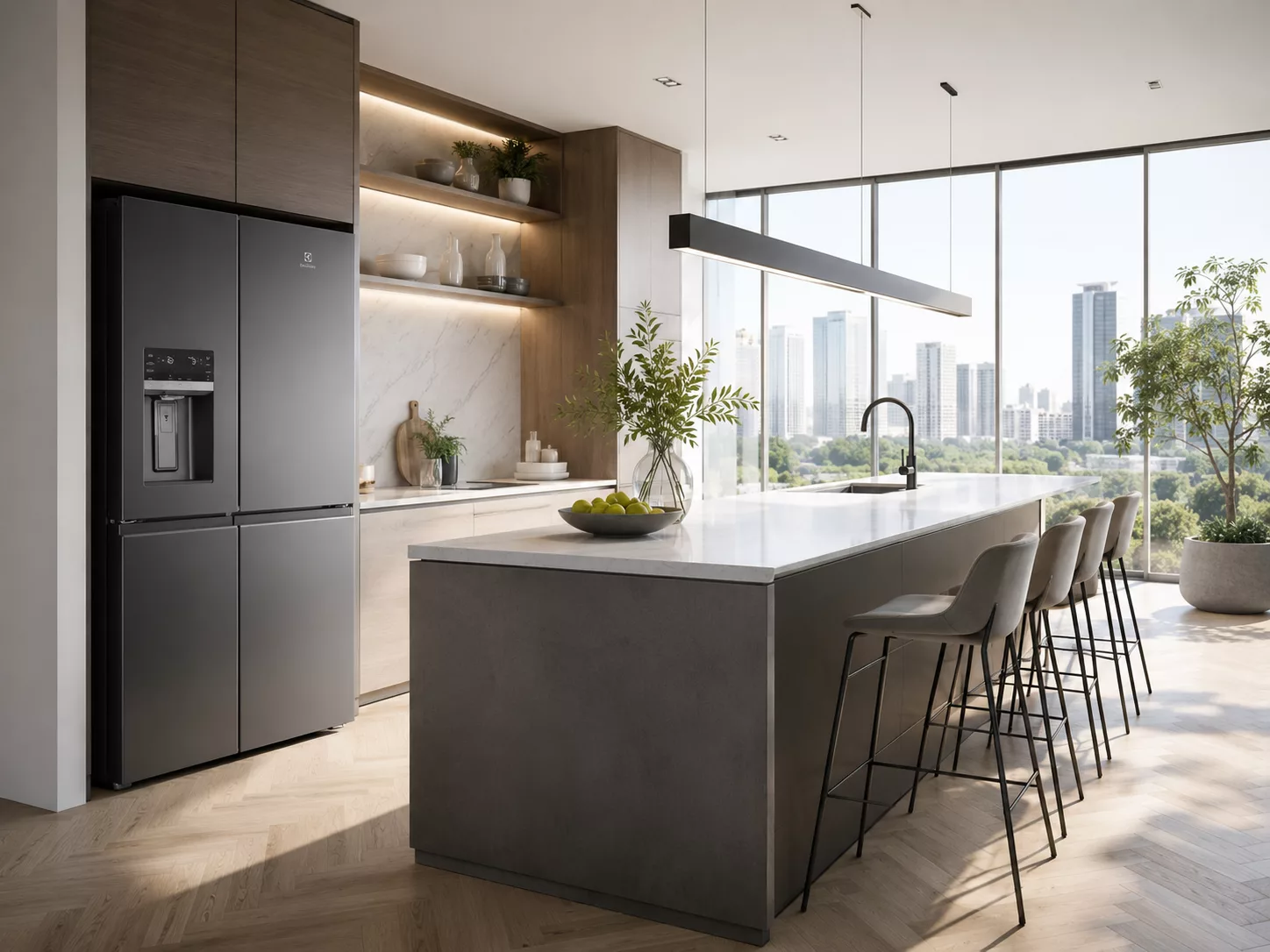 Tủ lạnh Electrolux Multi Door ngăn chuyển đổi l&agrave;m đ&aacute; tự động bảng điều khiển cảm ứng