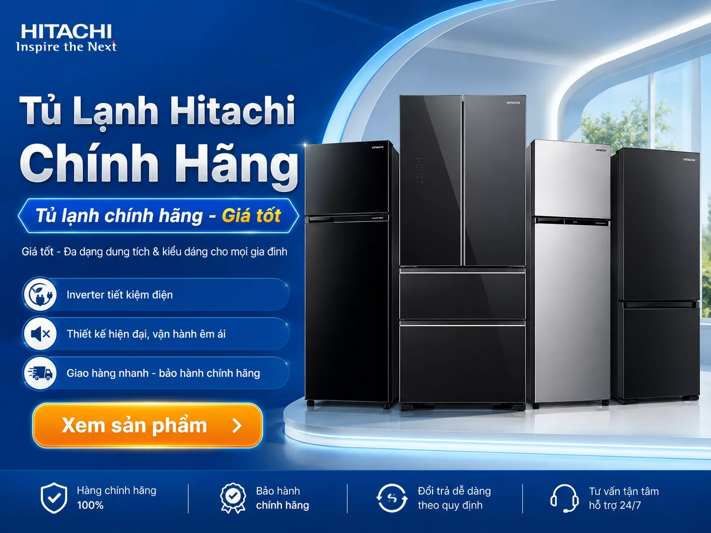 Tủ lạnh Hitachi ch&iacute;nh h&atilde;ng gi&aacute; tốt nhiều dung t&iacute;ch kiểu d&aacute;ng