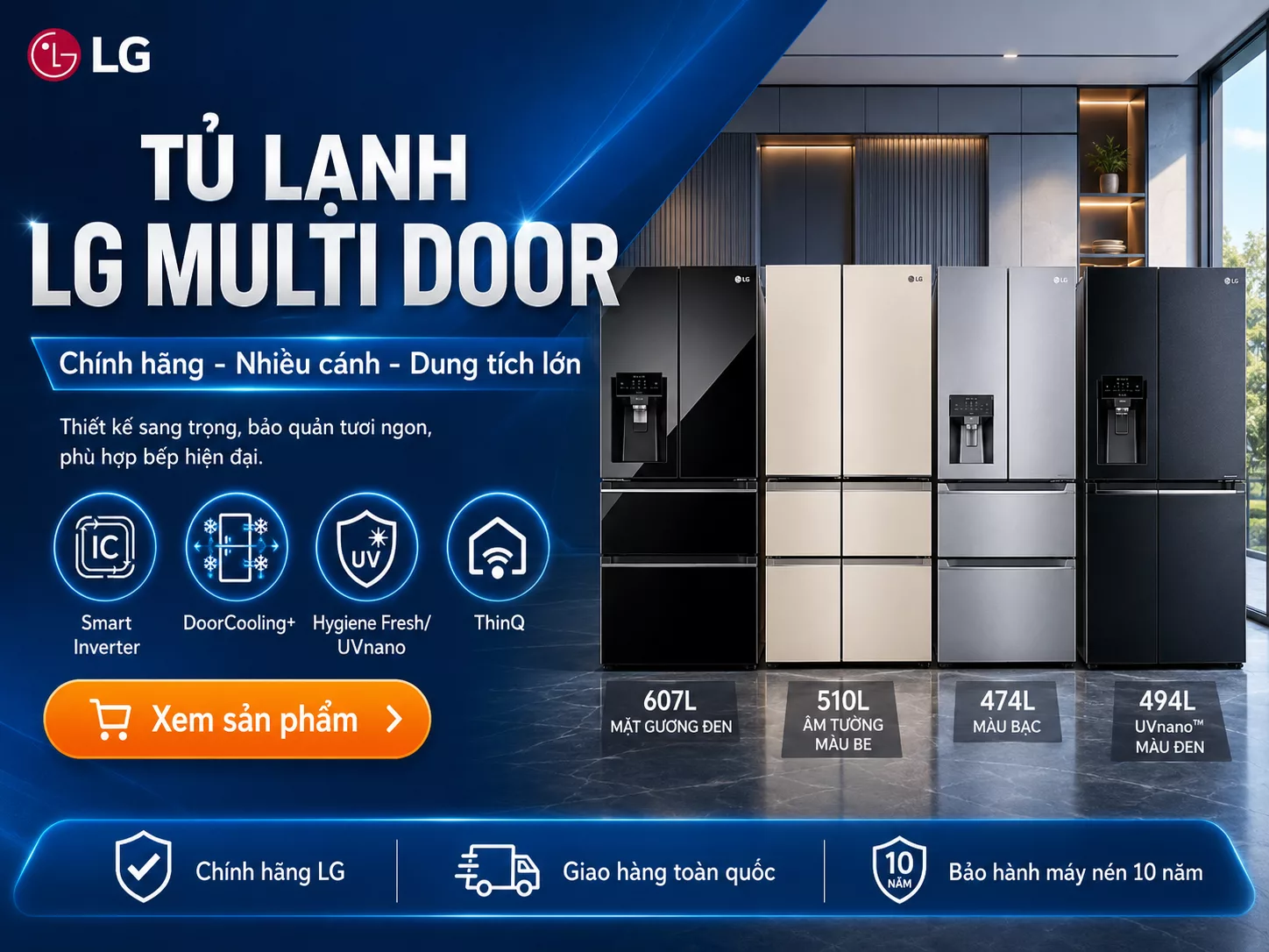 Tủ lạnh LG Multi Door chính hãng cho bếp hiện đại