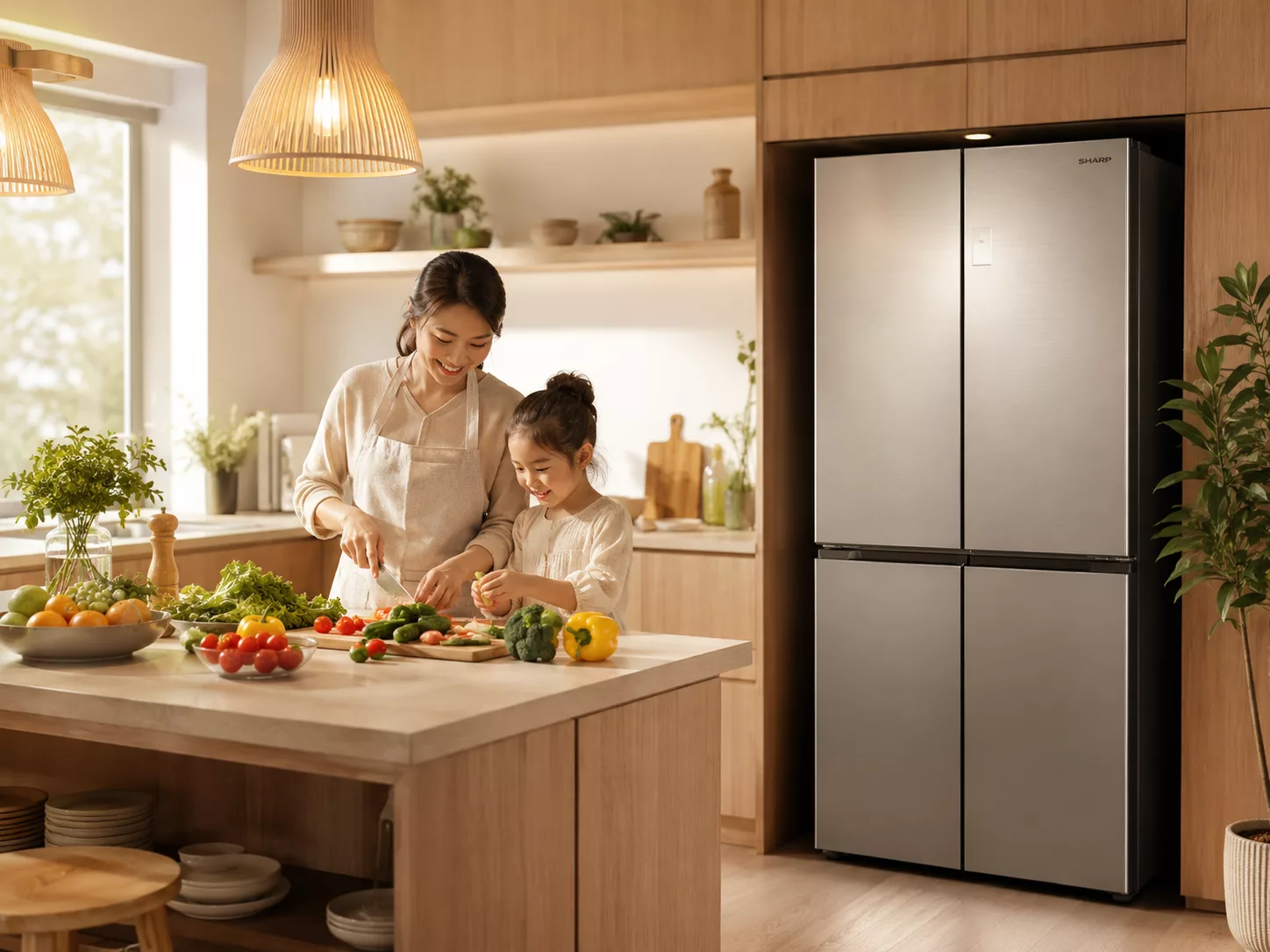 Chọn dung tích tủ lạnh Sharp Multi Door theo số người dùng gia đình