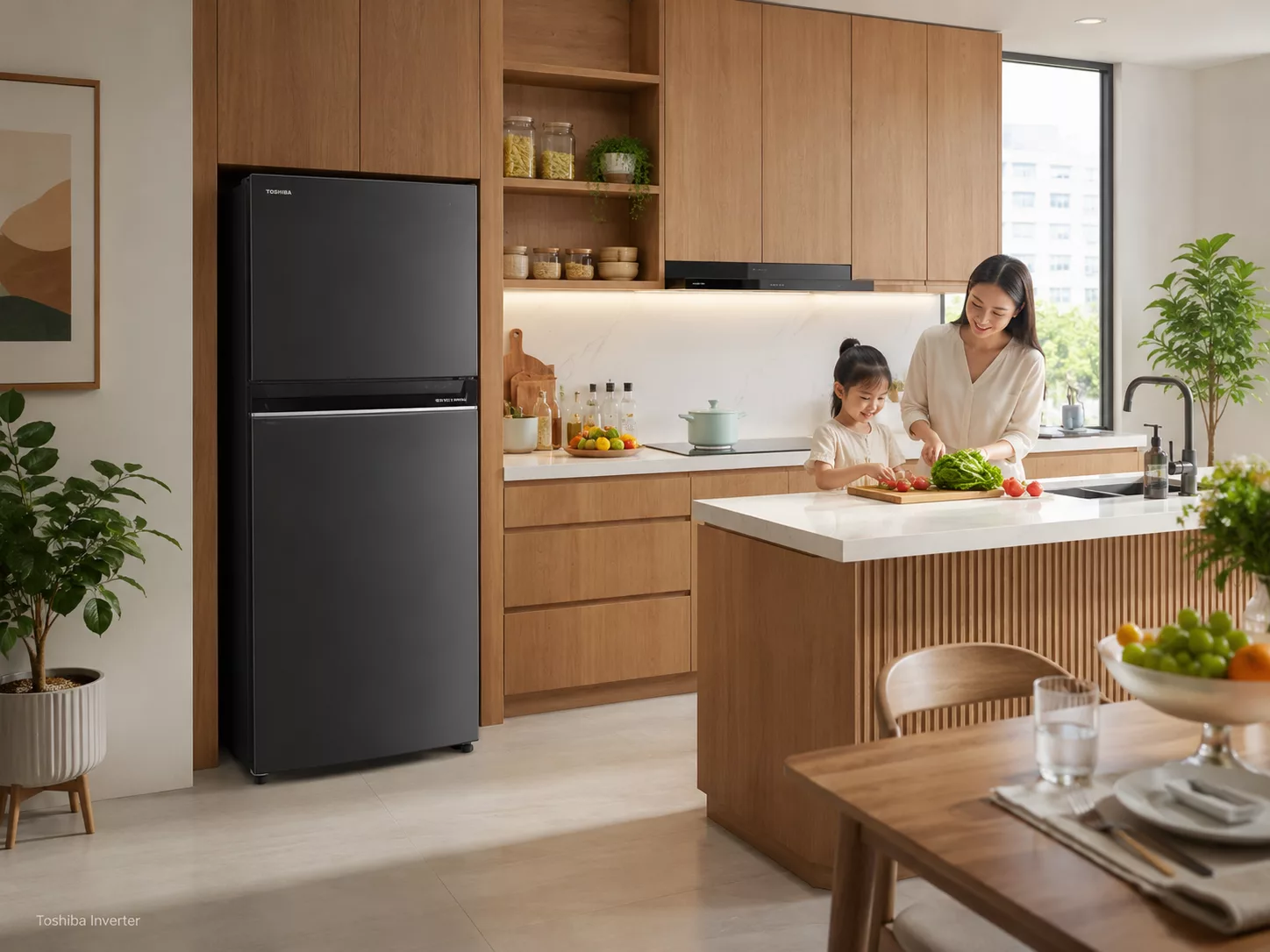 Chọn dung t&iacute;ch tủ lạnh Toshiba Inverter theo số người d&ugrave;ng gia đ&igrave;nh
