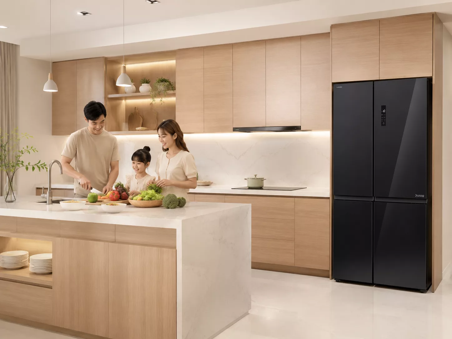 Chọn dung t&iacute;ch tủ lạnh Toshiba Multi Door theo số người d&ugrave;ng gia đ&igrave;nh