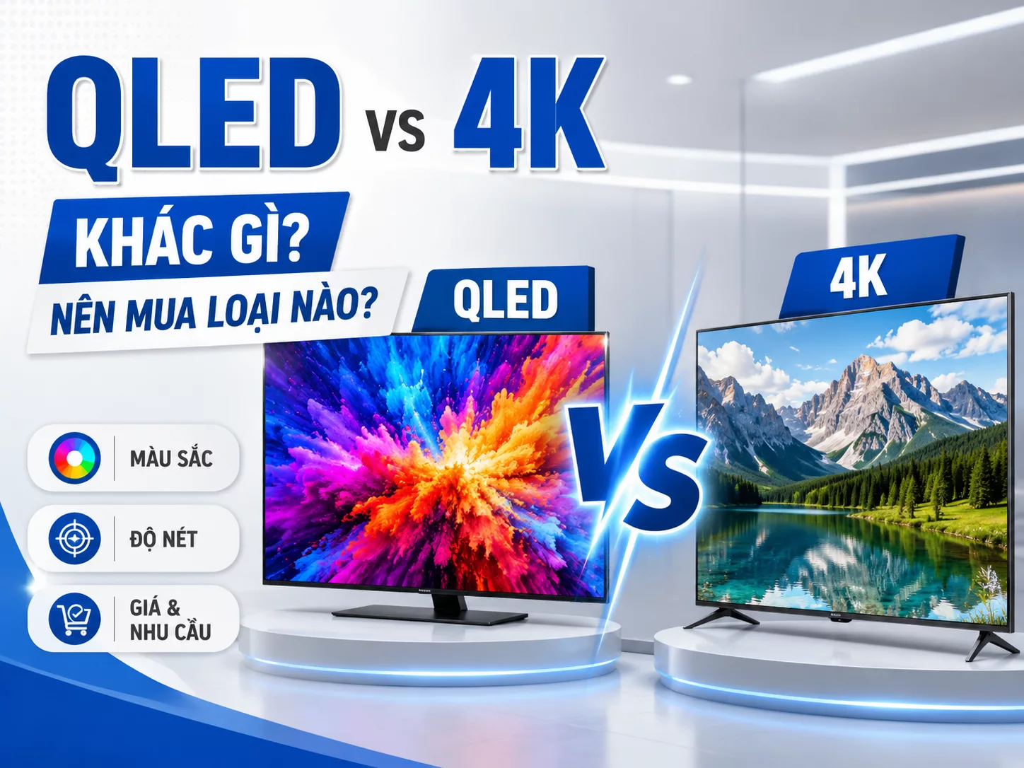So s&aacute;nh Tivi QLED v&agrave; 4K kh&aacute;c nhau như thế n&agrave;o