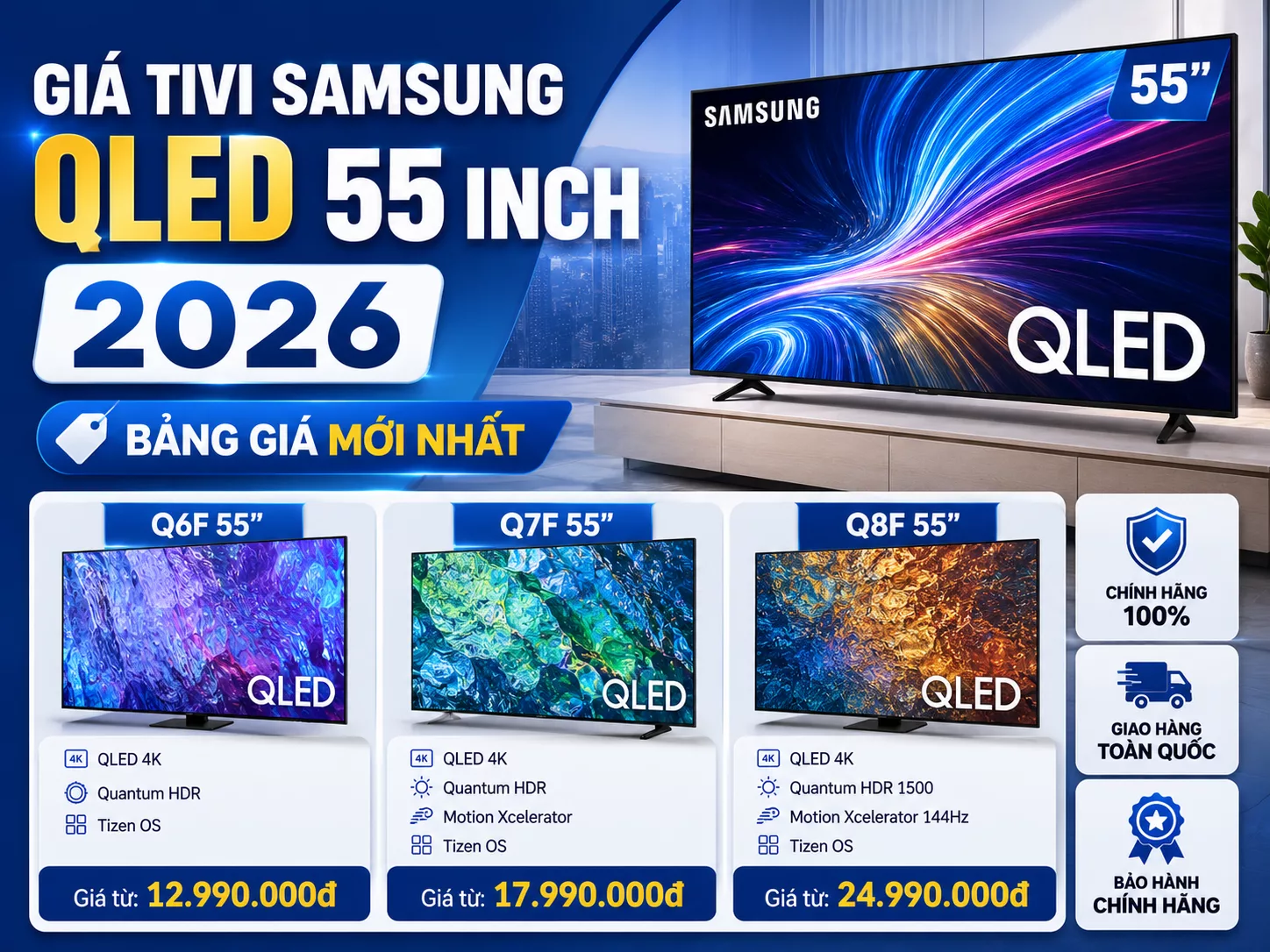 Bảng giá Tivi Samsung QLED 55 inch Giá Tivi Samsung QLED 55 inch mới nhất