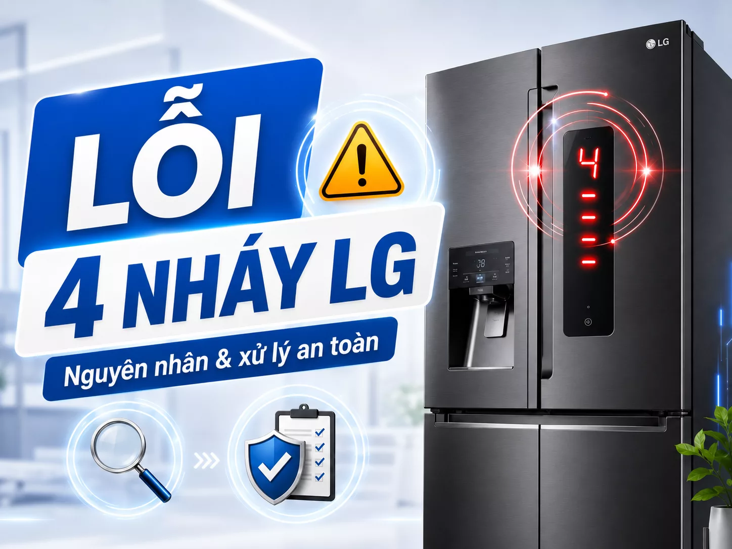 Lỗi 4 nh&aacute;y tủ lạnh LG v&agrave; c&aacute;ch kiểm tra an to&agrave;n tại nh&agrave;